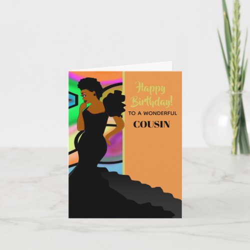 African American Elegant Cousin Birthday Card