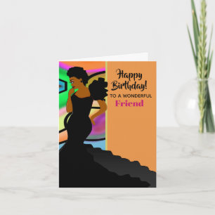 African American Elegant Friend Happy Birthday Card