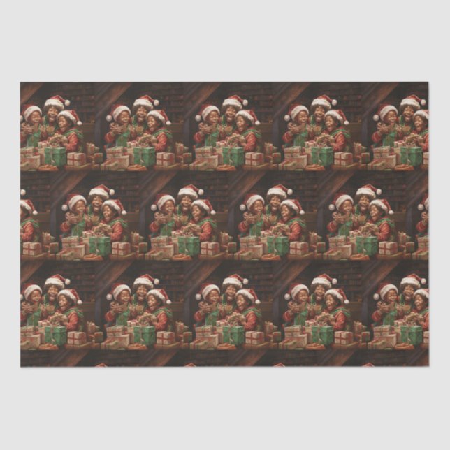 African American Elf  Tissue Paper (Front)