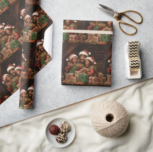 African American Elfs  Wrapping Paper