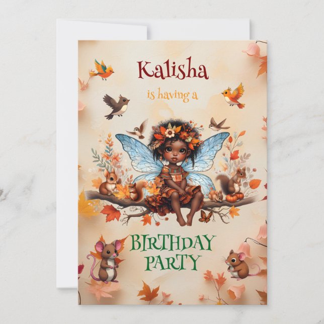 African American Enchanted Fairy Birthday Party Invitation (Front)