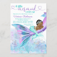 African American Ethnic Mermaid Baby Shower Invitation