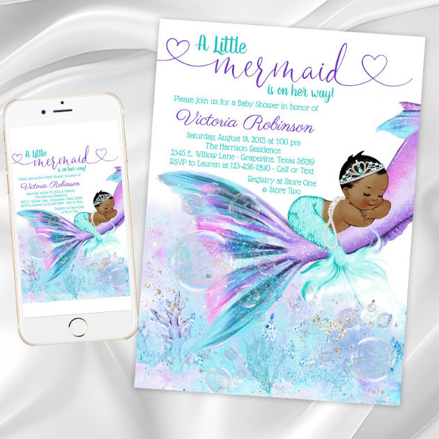 African american mermaid discount baby shower decorations