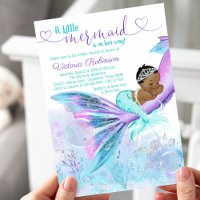 African American Ethnic Mermaid Baby Shower Invitation