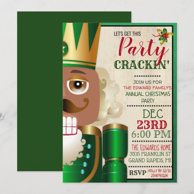 African American Ethnic Nutcracker Holiday  Invita Invitation (Front/Back)