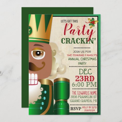 African American Ethnic Nutcracker Holiday  Invita Invitation