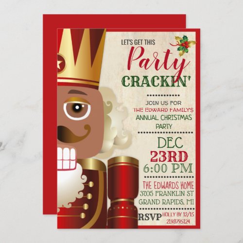 African American Ethnic Nutcracker Holiday Invitation