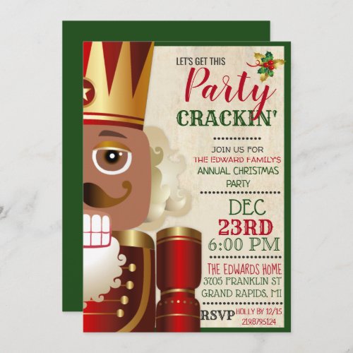 African American Ethnic Nutcracker Holiday  Invitation