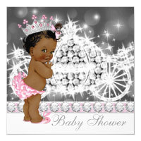 African American Ethnic Princess Baby Shower Card