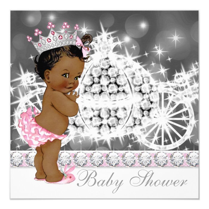 African American Ethnic Princess Baby Shower Card | Zazzle