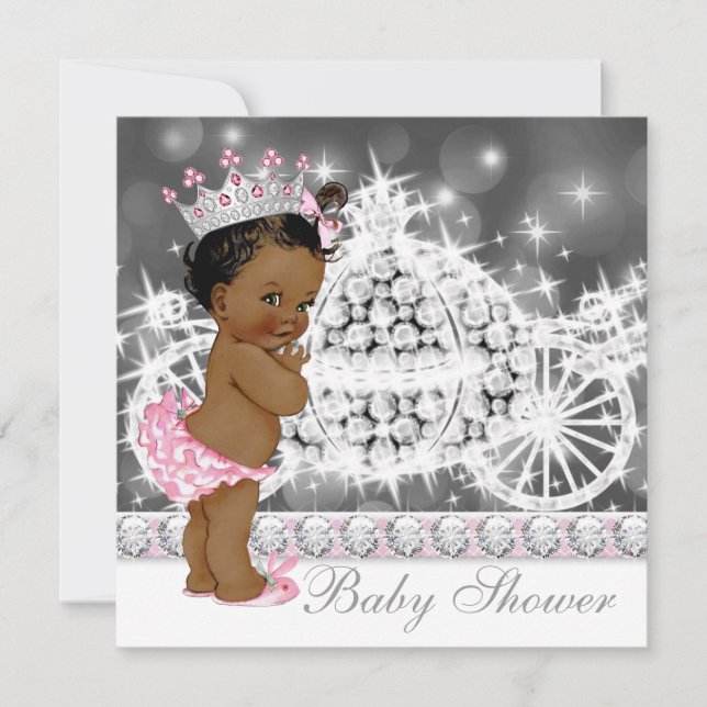 African American Ethnic Princess Baby Shower Invitation (Front)