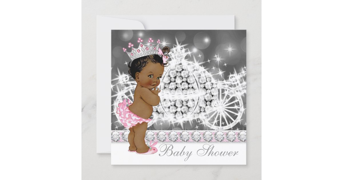 African American Ethnic Princess Baby Shower Invitation | Zazzle