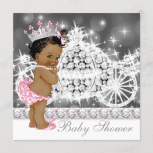 African American Ethnic Princess Girl Baby Shower Invitation