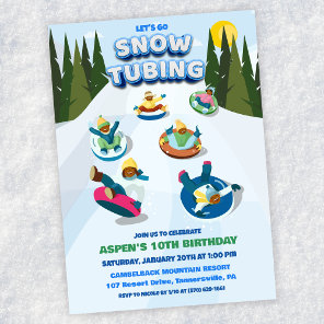 African American Ethnic Snow Tubing Birthday  Invitation