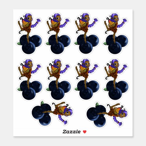 African American Fairies and Blueberries Sticker