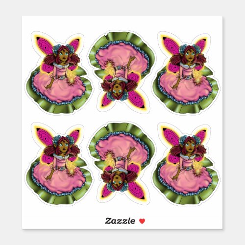 African American Fairies with Lily pads Sticker