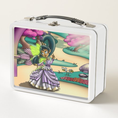 African American Fairy and Anemone Metal Lunch Box