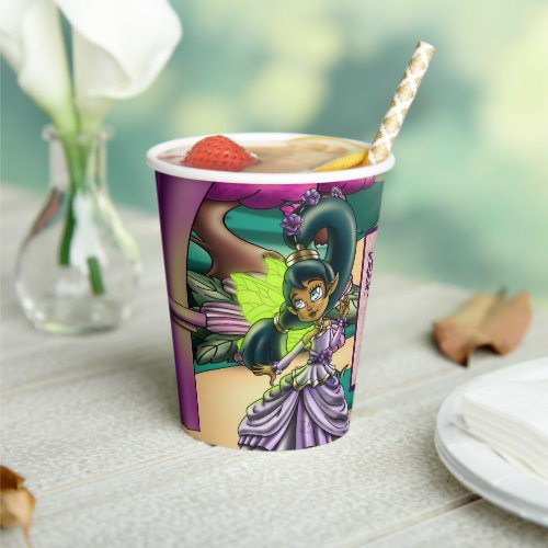 African American Fairy and Anemones Birthday Paper Cups