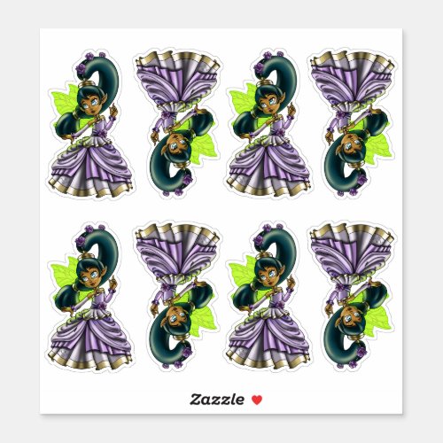 African American Fairy and Anemones Sticker