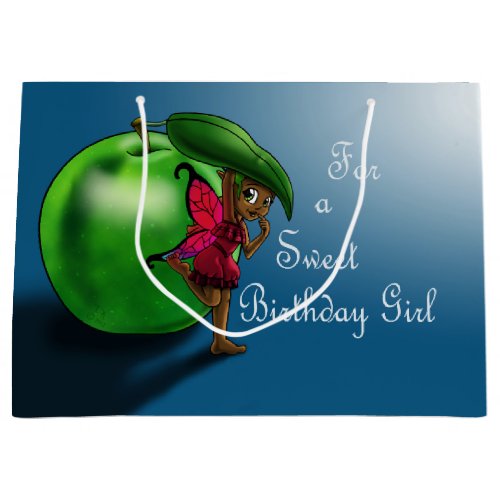 African American Fairy and Apple Large Gift Bag