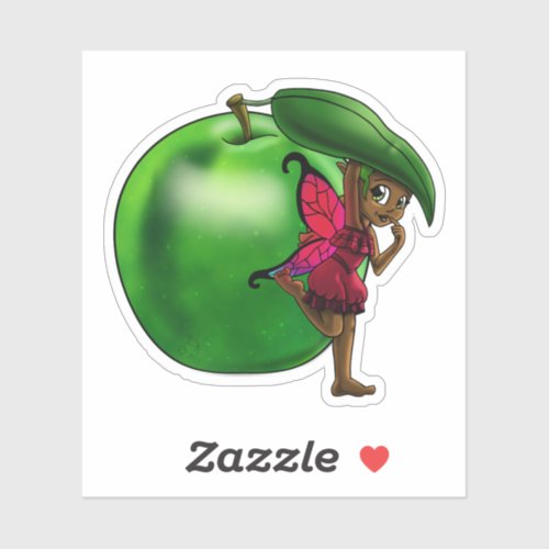 African American Fairy and Apple Sticker