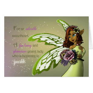 African American Fairy and Flowers Birthday Cards