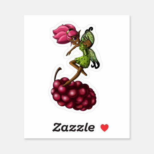 African American Fairy and Grape Sticker