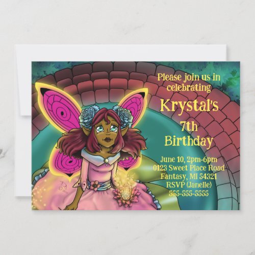 African American Fairy and Lilypad Birthday Party Invitation