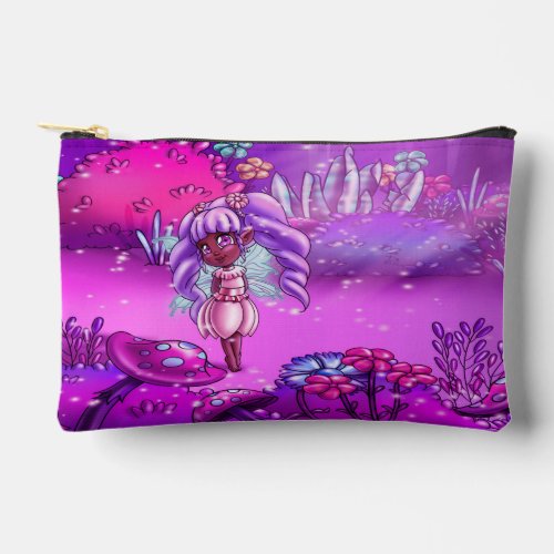 African American Fairy and Mushrooms Accessory Pouch