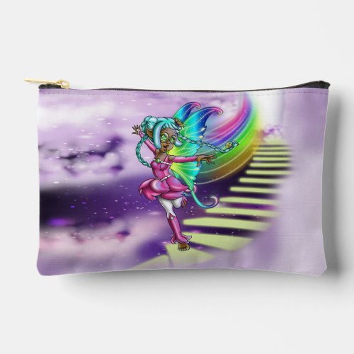 African American Fairy and Rainbow Accessory Pouch