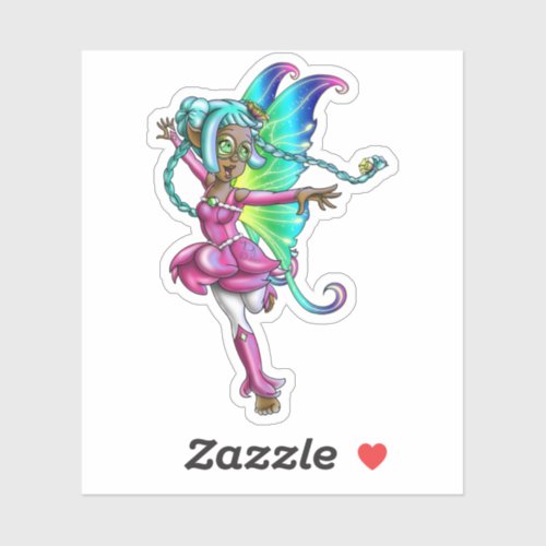 African American Fairy and Rainbow Wings Sticker