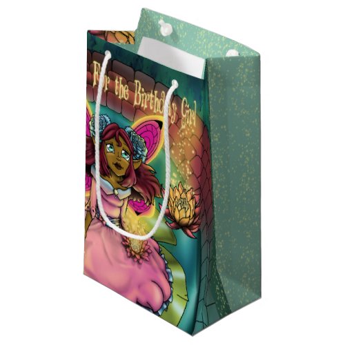 African American Fairy and Water Lilies Birthday Small Gift Bag