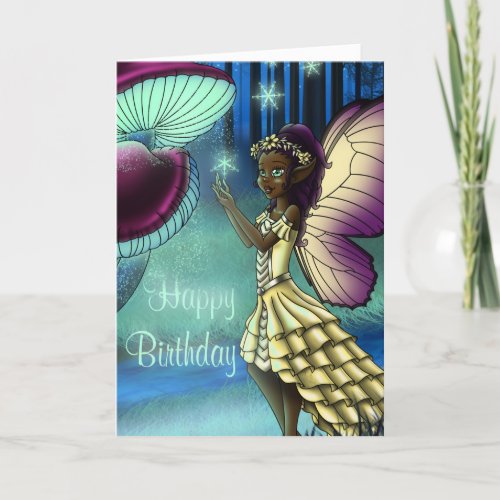 African American Fairy Birthday Card