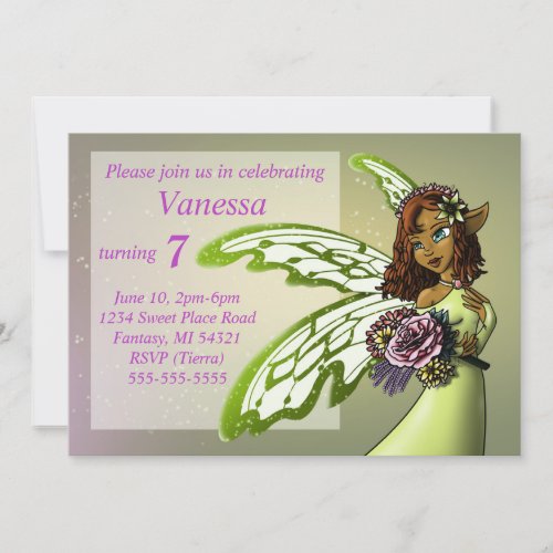 African American Fairy Birthday Party Invitation
