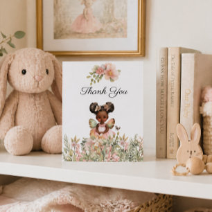 African American Fairy Child Baby Shower  Thank You Card