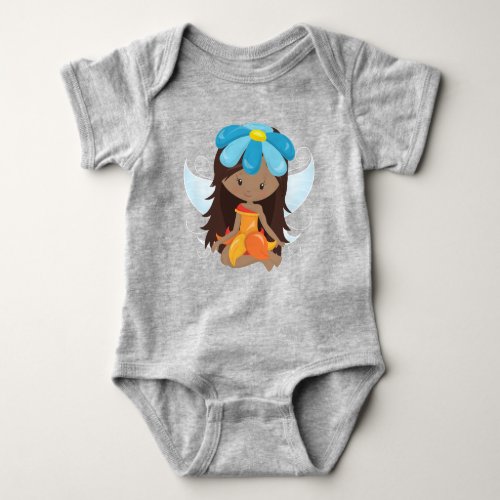 African American Fairy Forest Fairy Flowers Baby Bodysuit