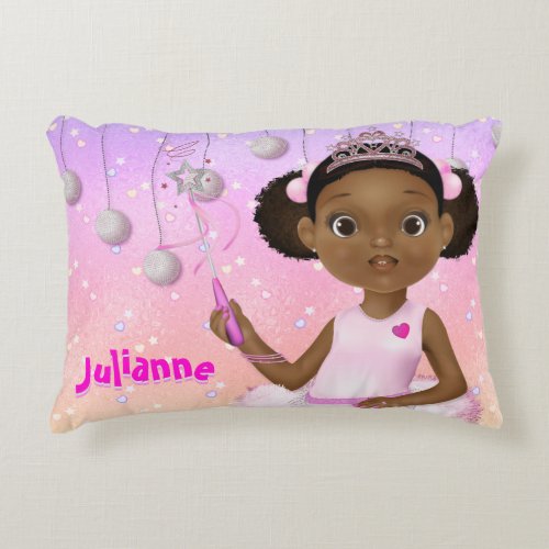 African American Fairy Princess Ballerina Accent Pillow