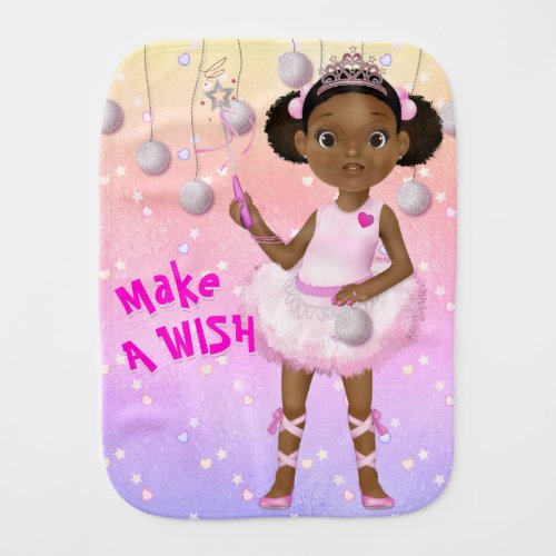 African American Fairy Princess Ballerina Baby Burp Cloth