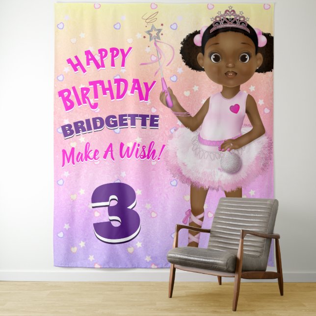 African American Fairy Princess Ballerina Backdrop (In Situ)
