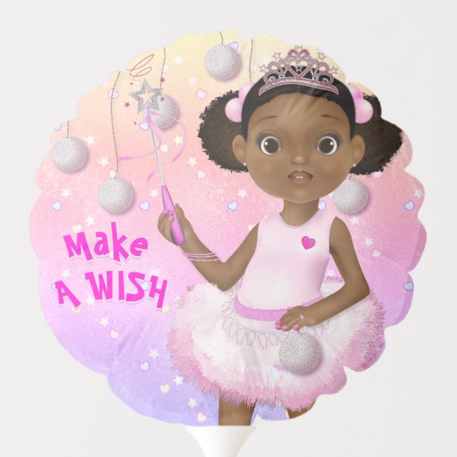 African American Fairy Princess Ballerina Balloon (Back)