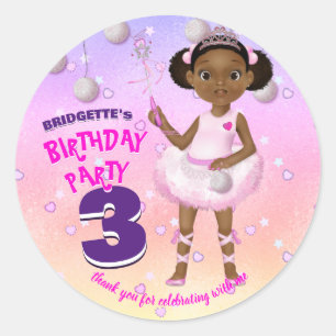 African American Fairy Princess Ballerina Classic Round Sticker