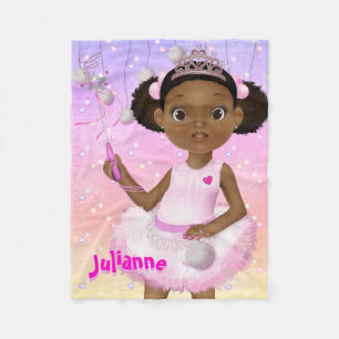 African American Fairy Princess Ballerina Fleece Blanket