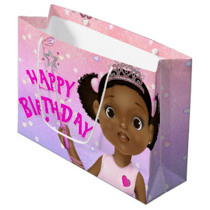 African American Fairy Princess Ballerina Large Gift Bag