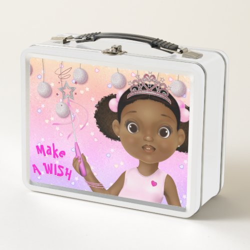 African American Fairy Princess Ballerina Metal Lunch Box