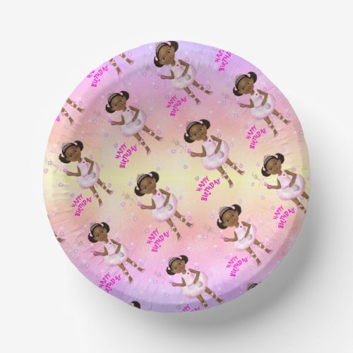 African American Fairy Princess Ballerina Paper Bowls