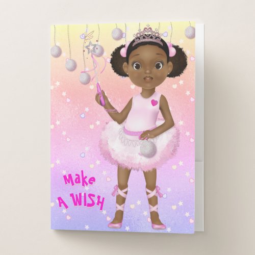 African American Fairy Princess Ballerina Pocket Folder