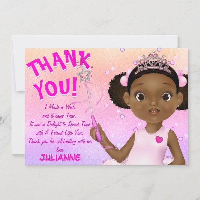 African American Fairy Princess Ballerina Poem Thank You Card (Front)