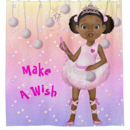 African American Fairy Princess Ballerina Shower Curtain