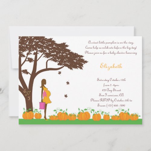 African American Fall Girl Baby Shower Invitations