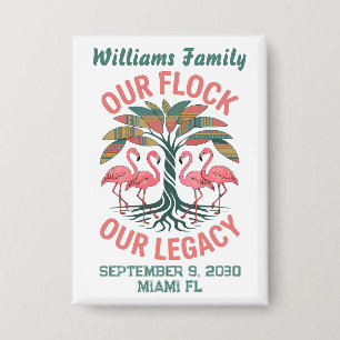 African American Family Reunion Legacy Flamingos Button